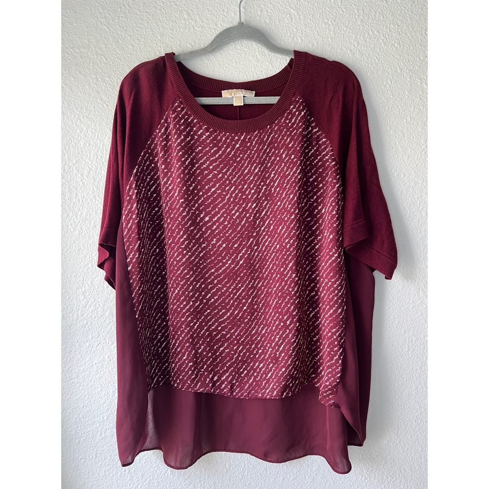 Michael Kors Burgundy Cotton and Viscose Blouse Size L.